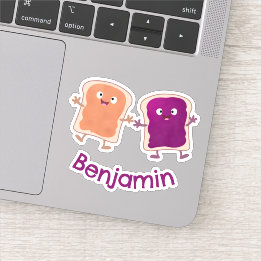 Adesivo Manteiga de amendoim e caricatura em sanduíche de 