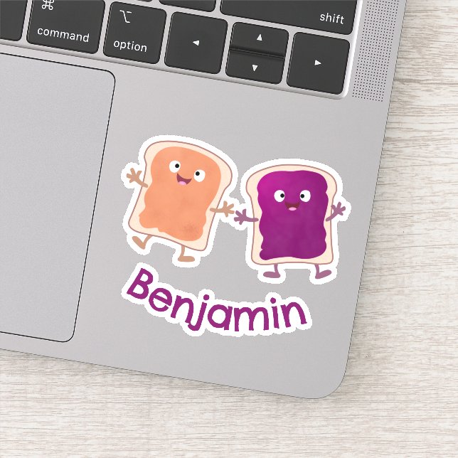 Adesivo Manteiga de amendoim e caricatura em sanduíche de  (Detalhe)