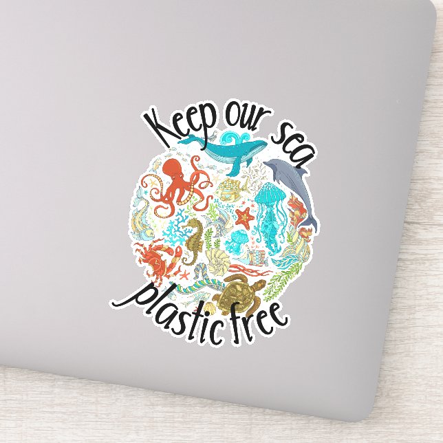Adesivo Mantenha Nossa Tartaruga De Baleia Livre De Plásti (Detalhe)