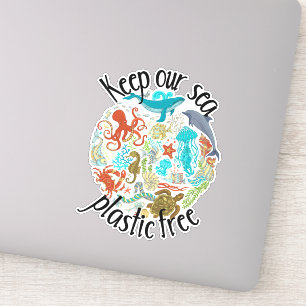 Adesivo Mantenha Nosso Mar Livre de Plástico Baleia Tartar