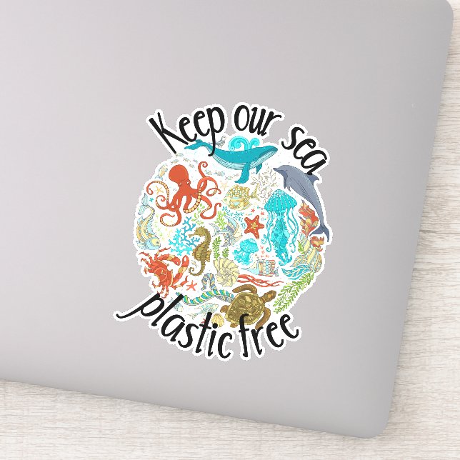 Adesivo Mantenha Nosso Mar Livre de Plástico Baleia Tartar (Detalhe)