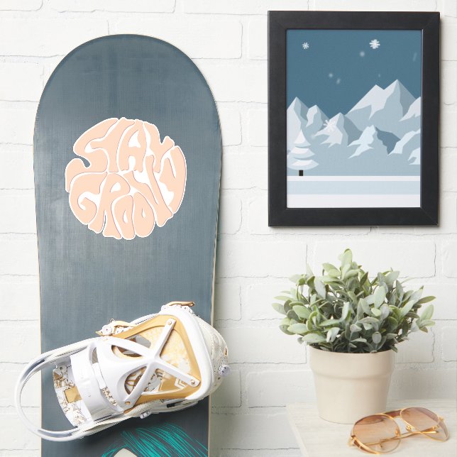 Adesivo Mantenha o bege retrô da Groovy (Prancha de snowboard)