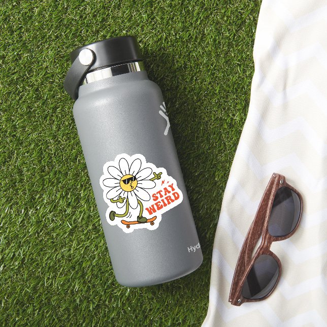 Adesivo Mantenha-se estranho no skate Daisy (HydroFlask Insitu)
