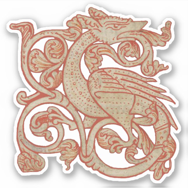Adesivo Manuscrito Medieval Dragon Vinyl Sticker (Frente)