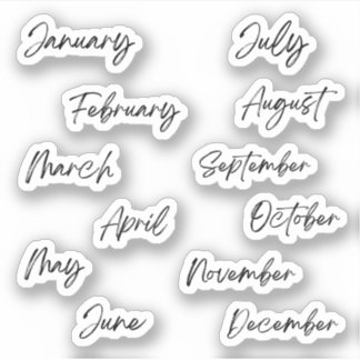 Adesivo Manuscrito Script preto Meses do Ano