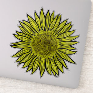 Adesivo Mão De Girassol Amarelo Amarelo Floral Desenhada