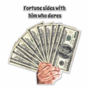 Adesivo mão segurando notas de cem dólares arte do dinheir