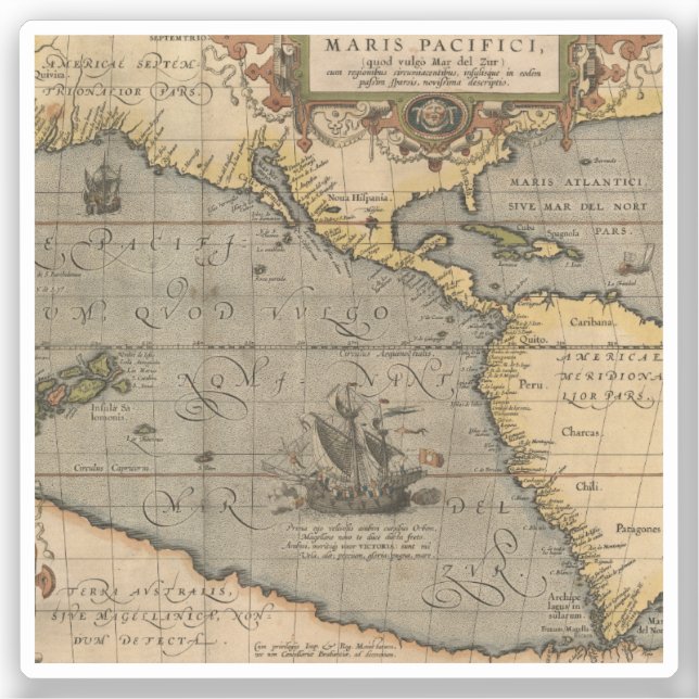 Adesivo Mapa antigo antigo inspirado (14) Bagagem (Frente)