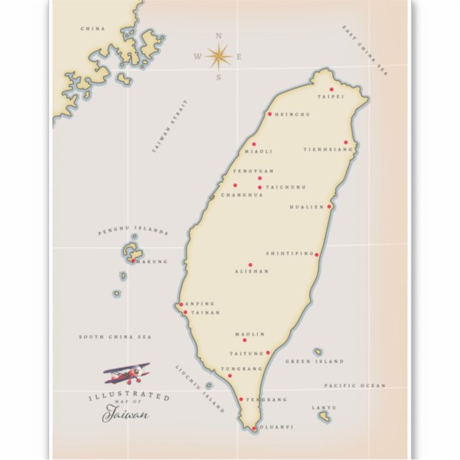 Adesivo Mapa Antigo de Taiwan (Frente)