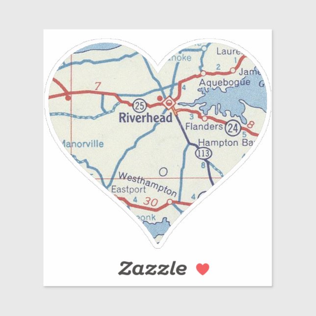 Adesivo Mapa Clássico de Riverhead NY (Folha)