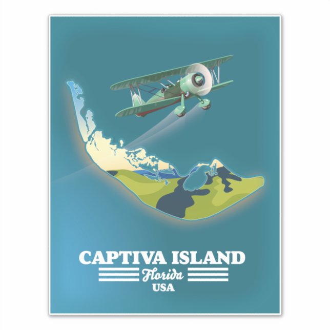 Adesivo Mapa da Ilha Captiva Flórida EUA (Frente)
