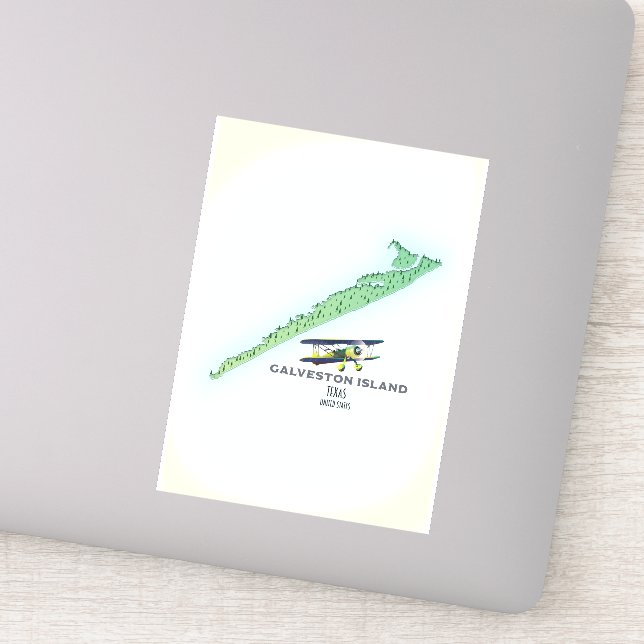 Adesivo Mapa da ilha Galveston Texas USA (Detalhe)