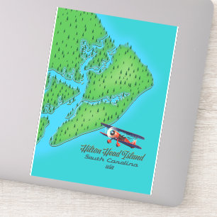 Adesivo Mapa da ilha Hilton Head na Carolina do Sul