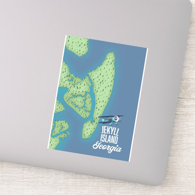 Adesivo Mapa da Ilha Jekyll Geórgia EUA (Detalhe)