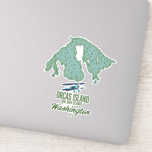 Adesivo Mapa da Ilha Orcas, Washington, EUA