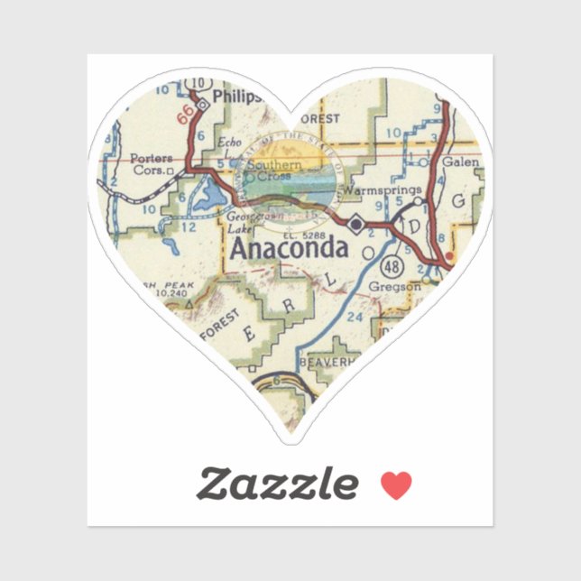 Adesivo Mapa da Imagem de Anaconda Montana (Folha)