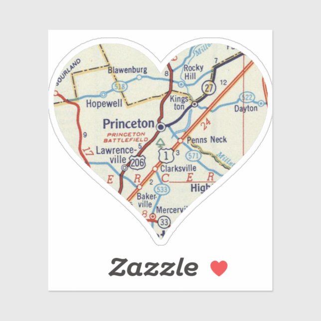 Adesivo Mapa da Imagem do Princeton NJ (Folha)