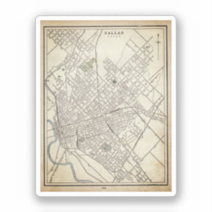 Adesivo Mapa da Vintage de Dallas, TX (1890)