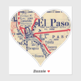 Adesivo Mapa da Vintage do Love El Paso TX