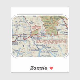 Adesivo Mapa da Vintagem do BC Revelstoke