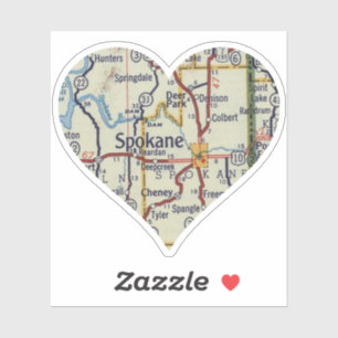 Adesivo Mapa da Vintagem do Heart Spokane