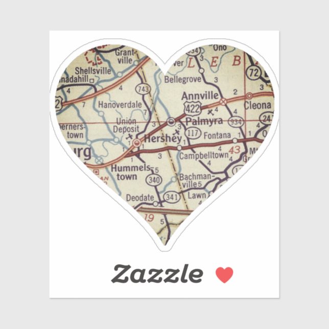 Adesivo Mapa da Vintagem do Hershey PA (Folha)