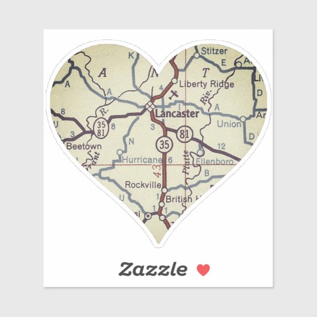 Adesivo Mapa da WI do Lancaster (Folha)