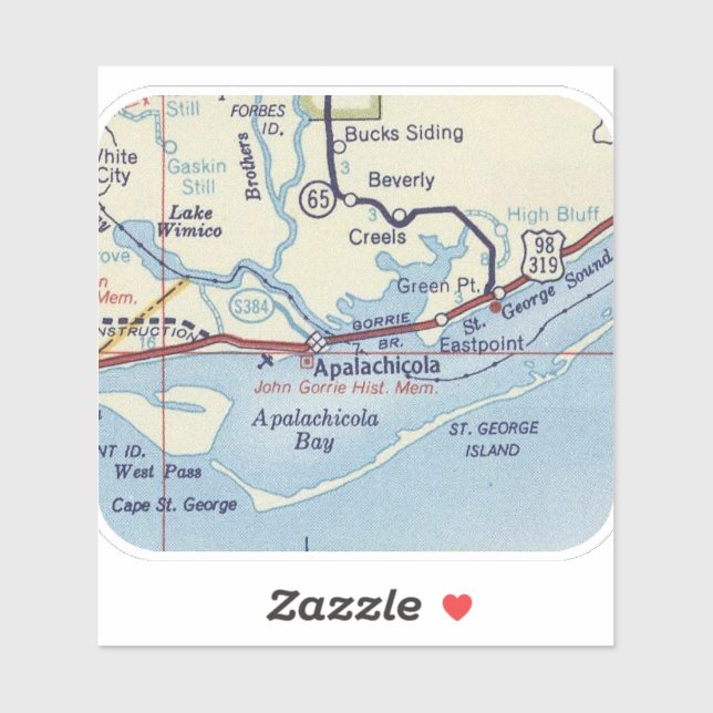 Adesivo Mapa das instalações da Apalachicola FL (Folha)