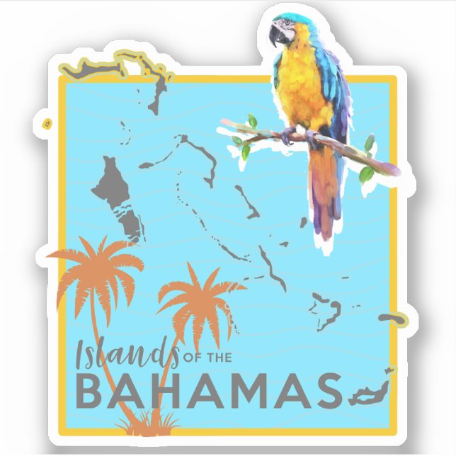 Adesivo Mapa das Vacinas de Papagaio Bahamas (Frente)
