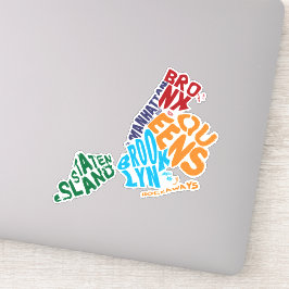 Adesivo Mapa de Arte de Palavras de Nova Iorque cinco Boro