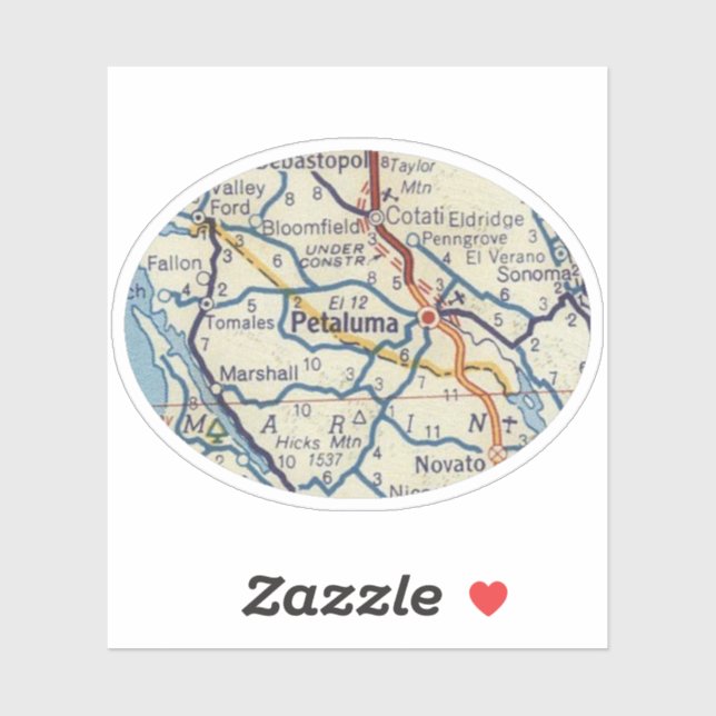Adesivo Mapa de colheita da Petaluma CA (Folha)