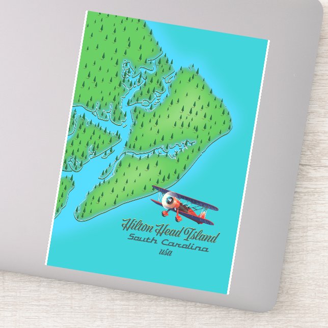 Adesivo Mapa de Hilton Head Island South Carolina (Detalhe)