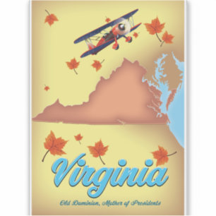 Adesivo mapa de pôster de viagem retrô do estado da Virgín