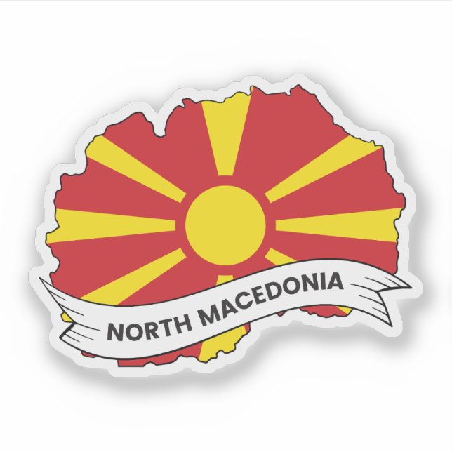 Adesivo Mapa de Sinalizador da Macedônia do Norte (Frente)