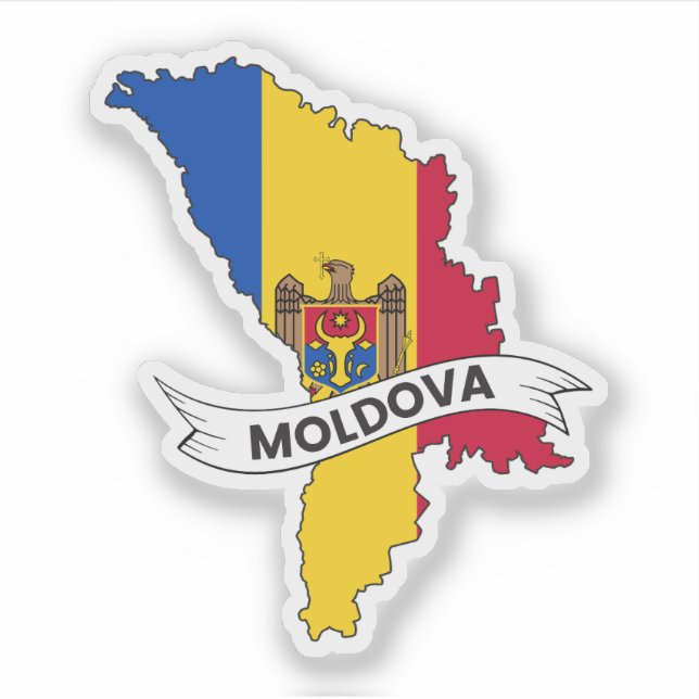 Adesivo Mapa de Sinalizador da Moldávia (Frente)