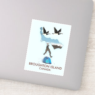 Adesivo mapa de viagem da ilha Broughton Canadá