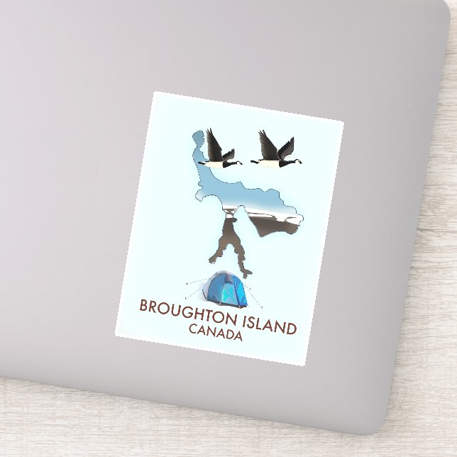 Adesivo mapa de viagem da ilha Broughton Canadá (Detalhe)
