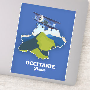 Adesivo Mapa de viagem da Occitanie France