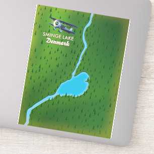Adesivo Mapa de viagem do Lago Sminge Dinamarca