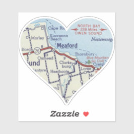 Adesivo Mapa de Vintage do Ontario Meaford