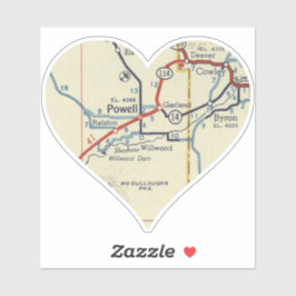Adesivo Mapa de Vintage do Powell Wyoming