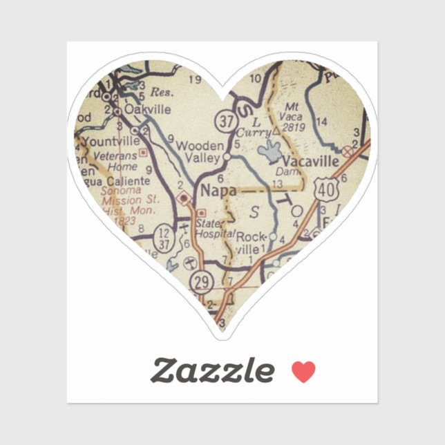 Adesivo Mapa de Vintagem da CA Napa (Folha)