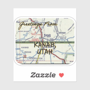 Adesivo Mapa de Vintagem de Kanab Utah