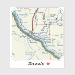 Adesivo Mapa de Vintagem do Presidio TX