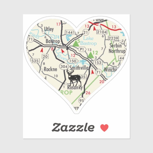 Adesivo Mapa do Bastrop TX (Folha)