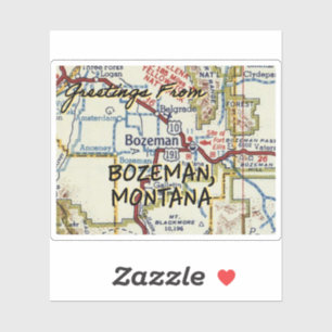 Adesivo Mapa do Bozeman MT Vintage