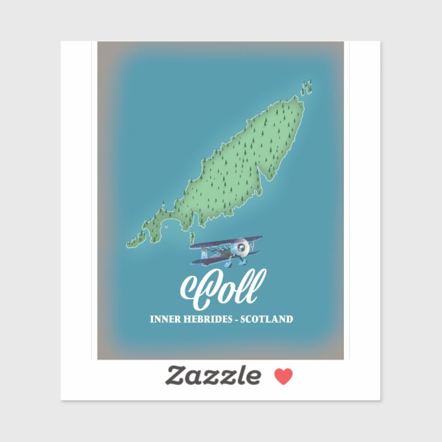 Adesivo Mapa do Coll Inner Hebrides Scotland (Folha)