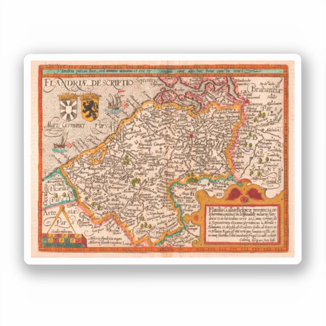 Adesivo Mapa do condado da Flandres (1609) (Frente)