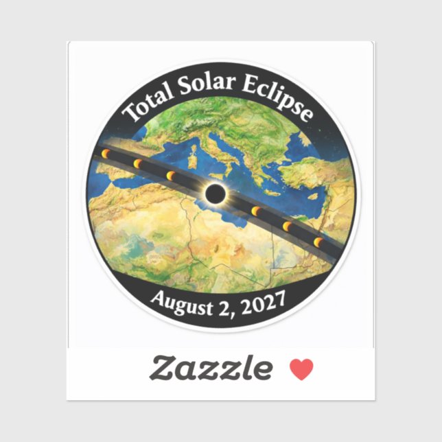 Adesivo Mapa do Eclipse Solar Total de 2027 (Folha)