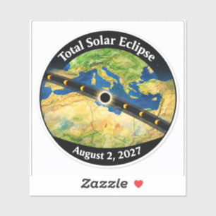 Adesivo Mapa do Eclipse Solar Total de 2027